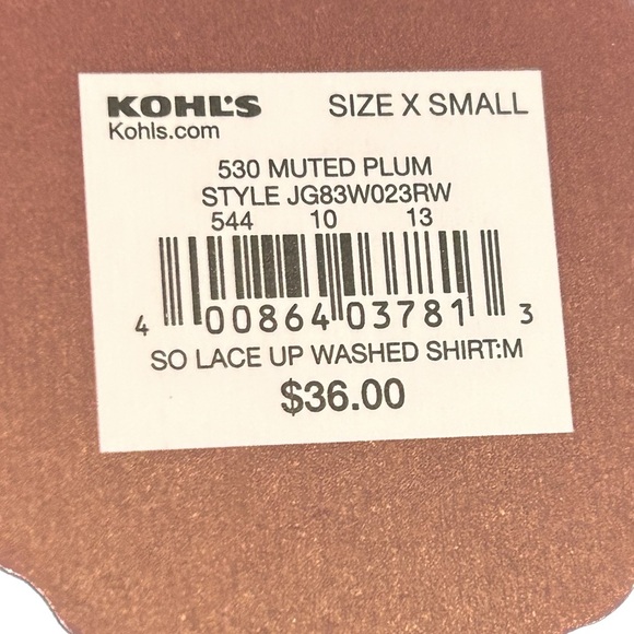 Juniors SO Lace Up Blouse, Rose, XS, NWT - Picture 4 of 5